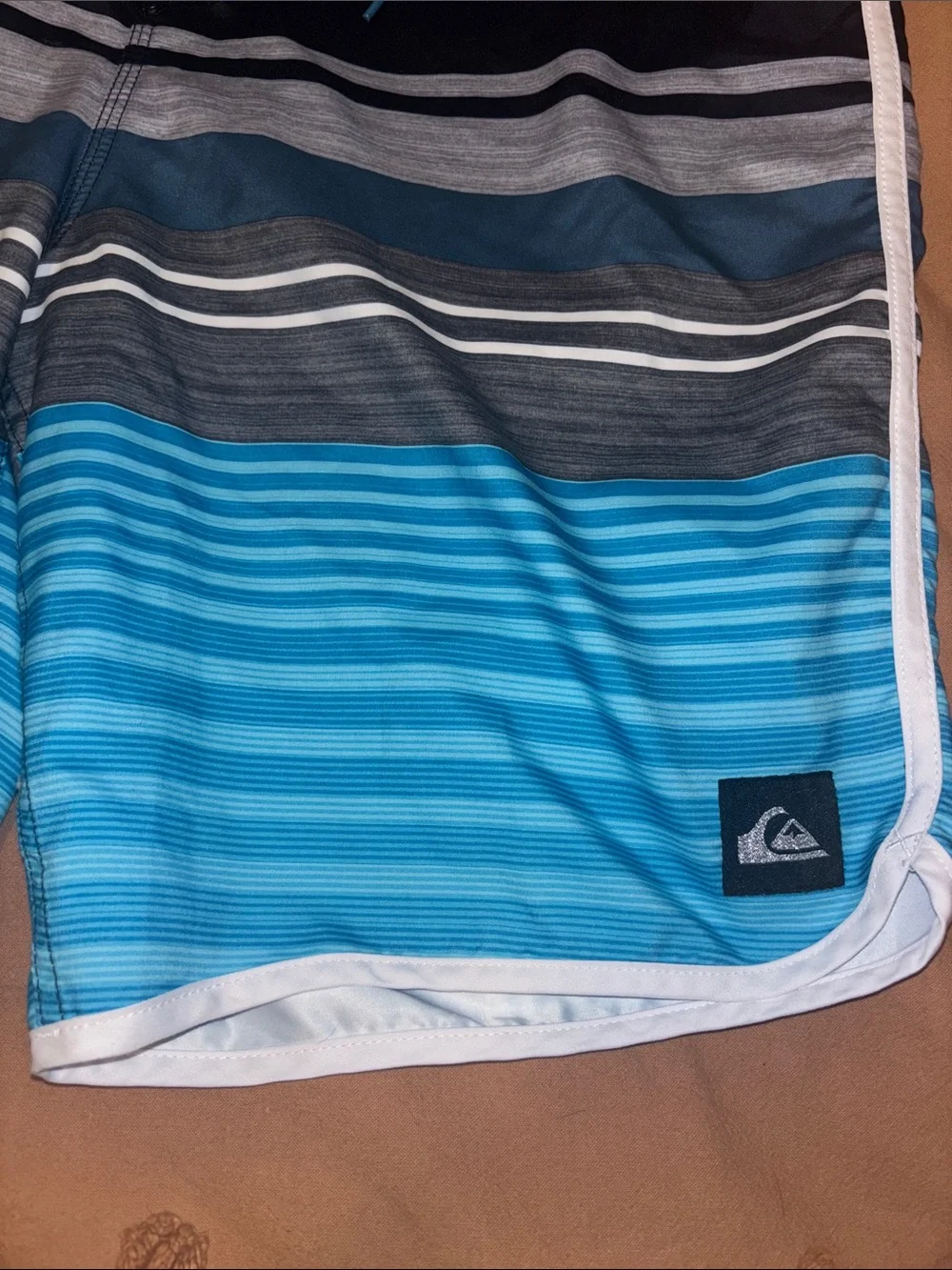 Quiksilver Blue and Black Striped Men’s Boardshorts